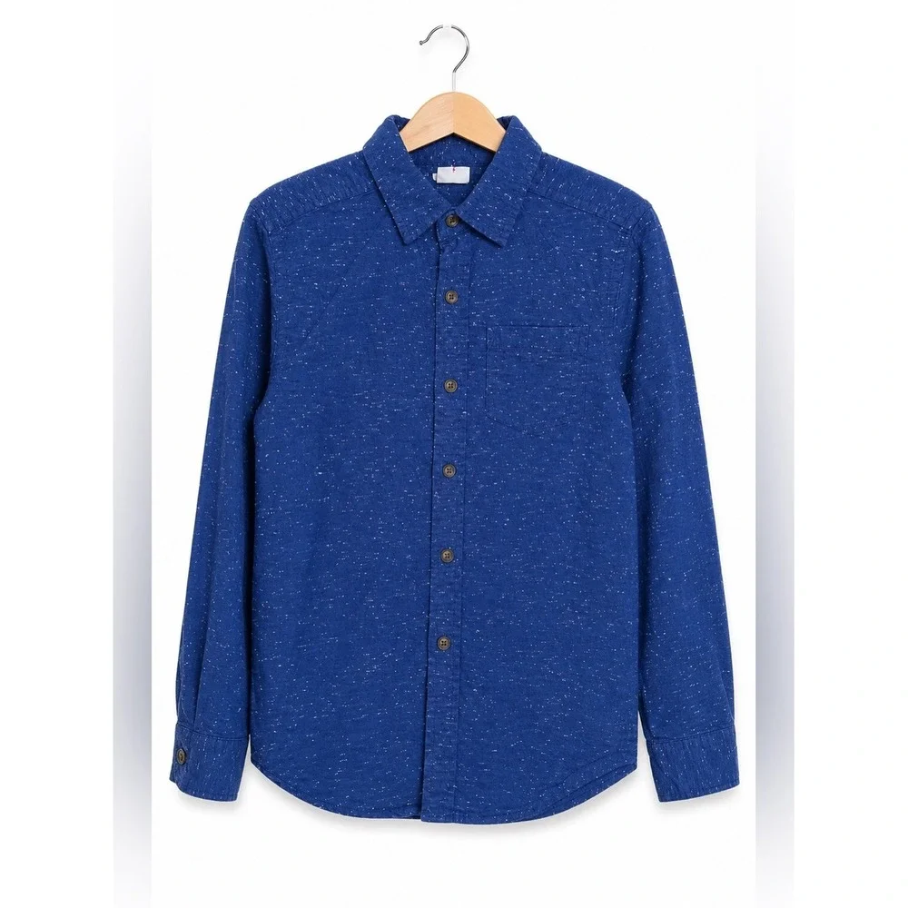 Gymboree Boys Shirt Size XS 4 Snowflake Fun‎ Western Blue Nubby Fabric Button Up
